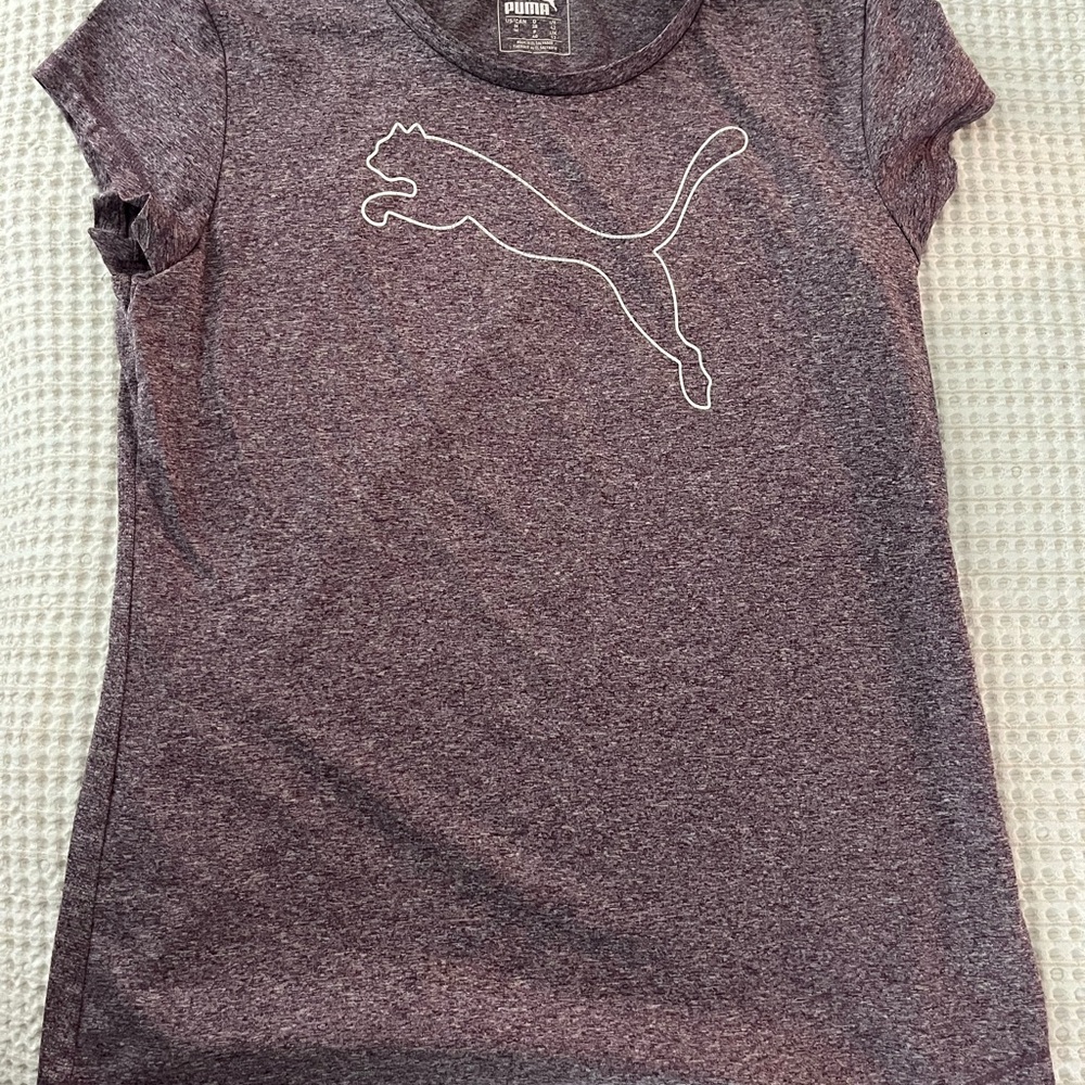 Puma Heathered Plum Short Sleeve Logo Tee